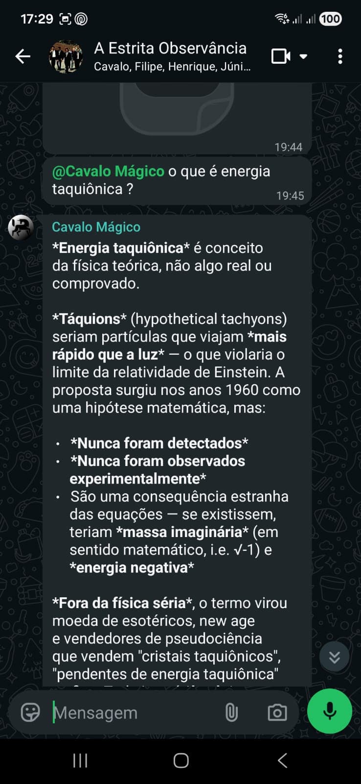 Resposta em grupo