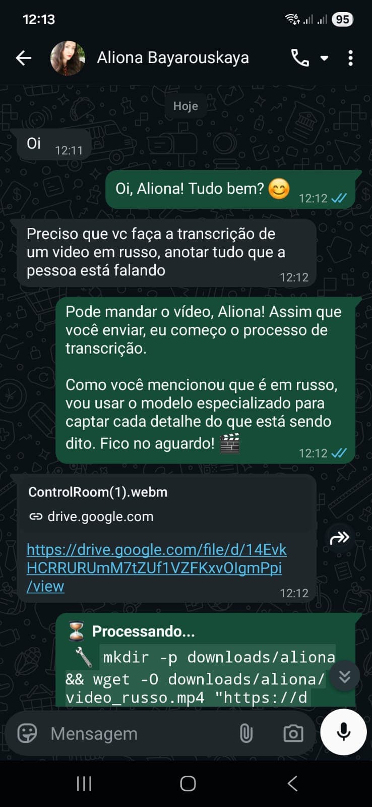 Pedido em russo — pipeline disparado